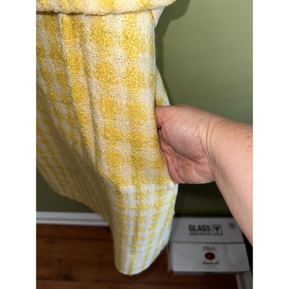 Jacques Tiffeau Vintage Wool Skirt Suit Jackie Kennedy Sz M White Yellow Check - Picture 4 of 16